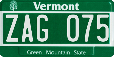 VT license plate ZAG075