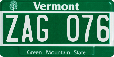 VT license plate ZAG076