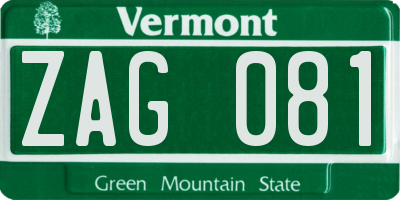 VT license plate ZAG081
