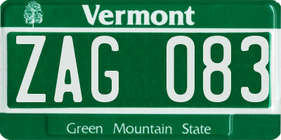 VT license plate ZAG083