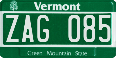 VT license plate ZAG085