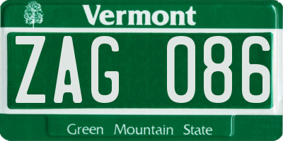 VT license plate ZAG086