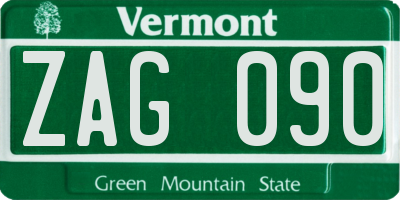 VT license plate ZAG090
