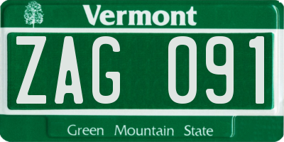 VT license plate ZAG091