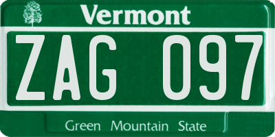 VT license plate ZAG097
