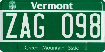 VT license plate ZAG098