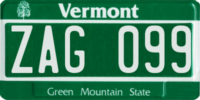 VT license plate ZAG099