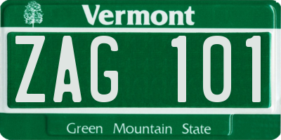 VT license plate ZAG101