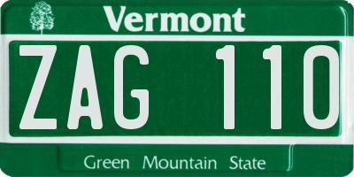 VT license plate ZAG110