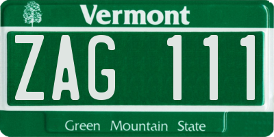 VT license plate ZAG111