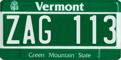 VT license plate ZAG113