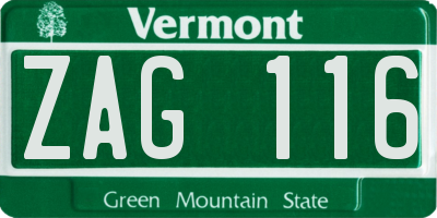 VT license plate ZAG116