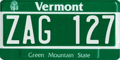 VT license plate ZAG127