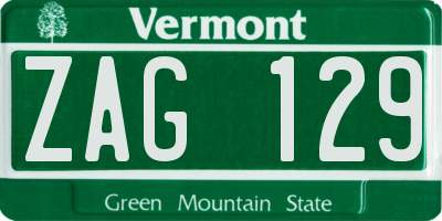 VT license plate ZAG129