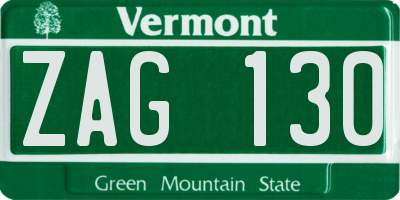 VT license plate ZAG130
