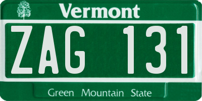VT license plate ZAG131