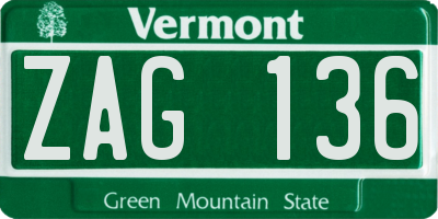 VT license plate ZAG136