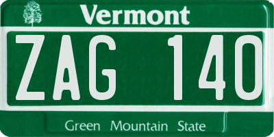 VT license plate ZAG140