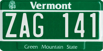 VT license plate ZAG141