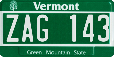 VT license plate ZAG143