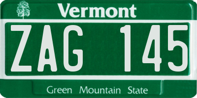 VT license plate ZAG145