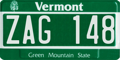VT license plate ZAG148