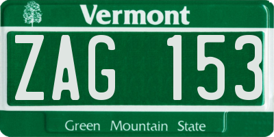 VT license plate ZAG153