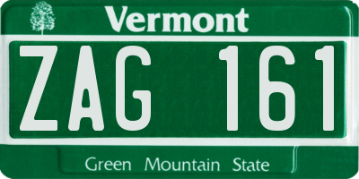 VT license plate ZAG161