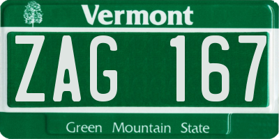 VT license plate ZAG167