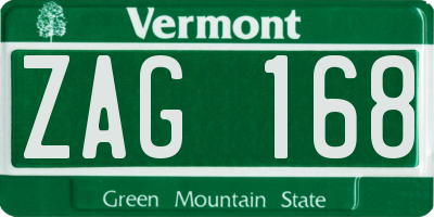 VT license plate ZAG168