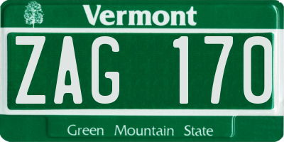 VT license plate ZAG170