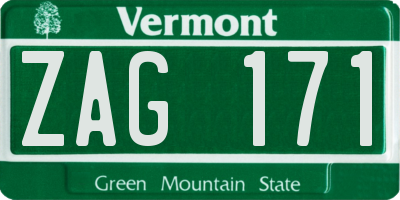 VT license plate ZAG171