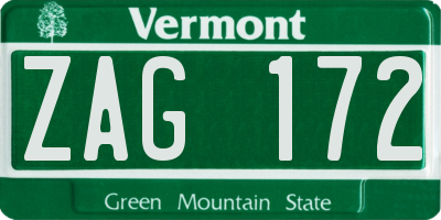 VT license plate ZAG172
