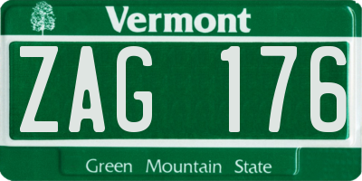 VT license plate ZAG176