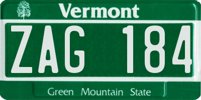 VT license plate ZAG184
