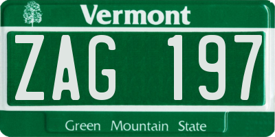 VT license plate ZAG197
