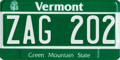 VT license plate ZAG202