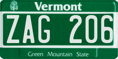 VT license plate ZAG206