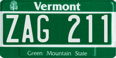 VT license plate ZAG211