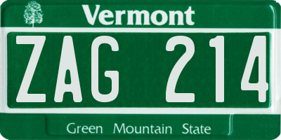 VT license plate ZAG214