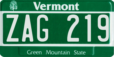 VT license plate ZAG219