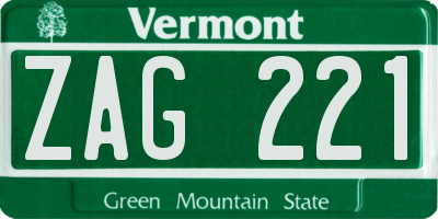 VT license plate ZAG221