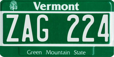 VT license plate ZAG224