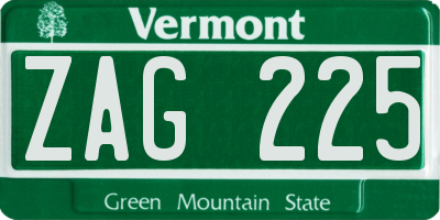 VT license plate ZAG225