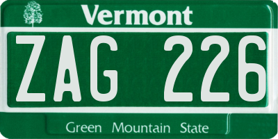 VT license plate ZAG226