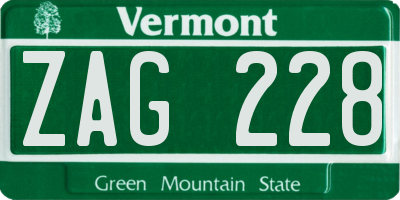 VT license plate ZAG228