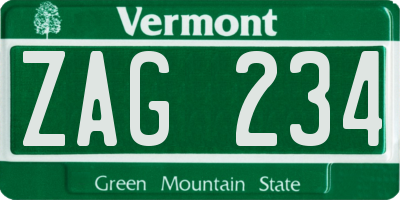 VT license plate ZAG234