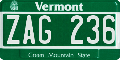 VT license plate ZAG236