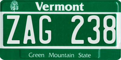 VT license plate ZAG238