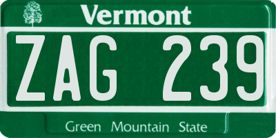 VT license plate ZAG239